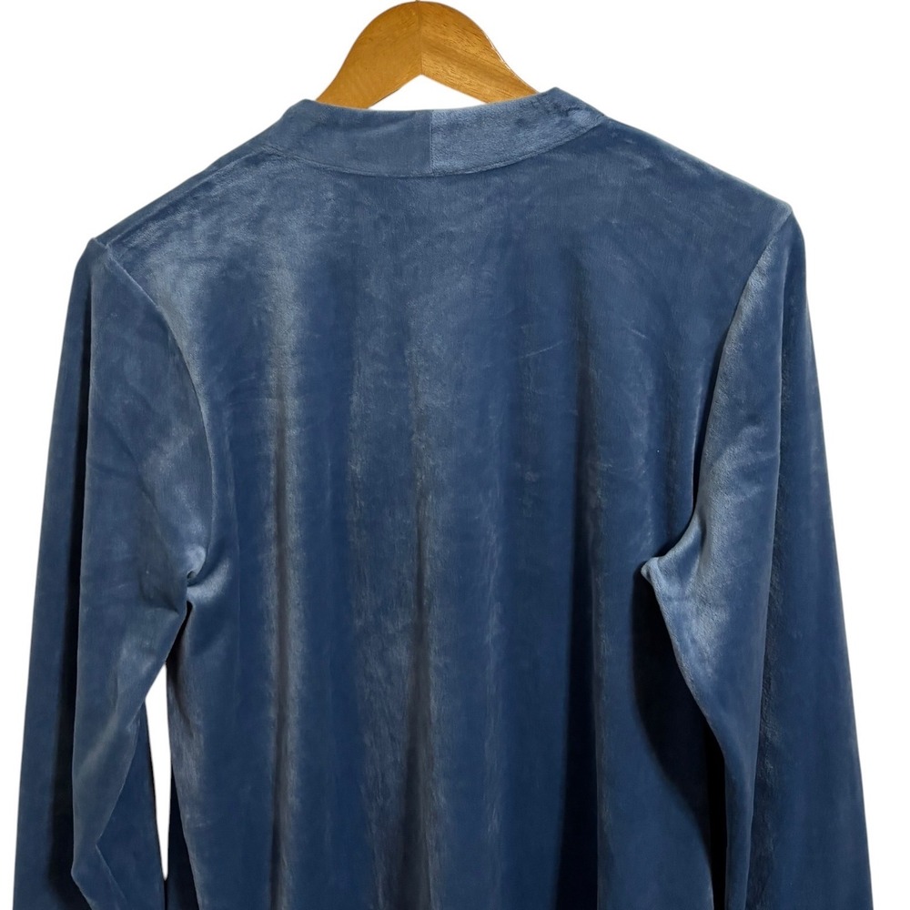 Pure Jill Blue Velour V-Neck Long Sleeve Tunic Top Quiet Luxury Boho Size Large - Picture 9 of 10